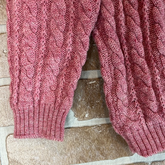 Vintage Dusty Pink Cable Knit Woolen Sweater Back Zip Authentic - Picture 4 of 12
